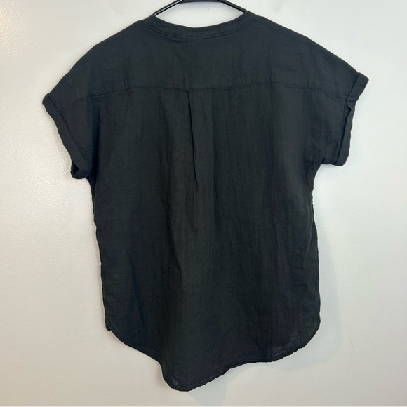 NWT Quince Gauze Short Roll Sleeve Button Front Black Top Size XS - Picture 10 of 10